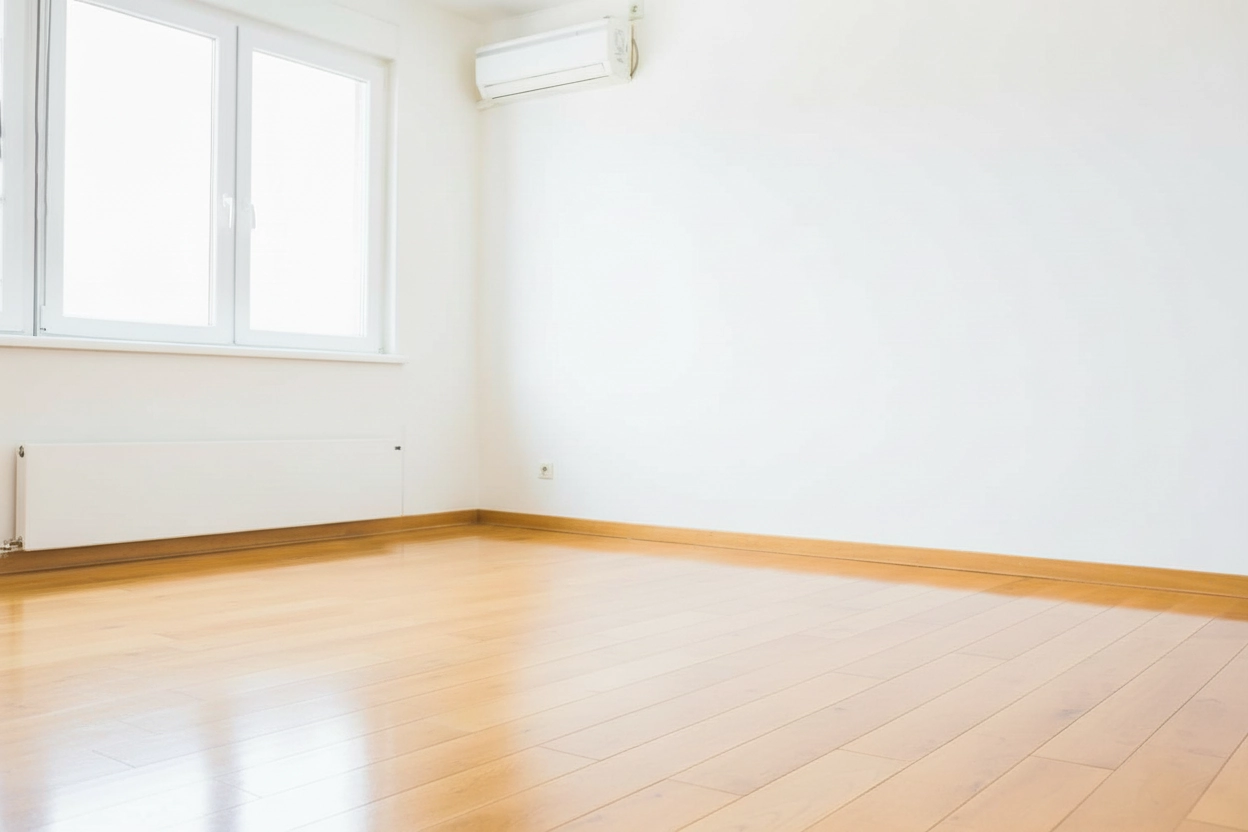 Clean bedroom after AI furniture removal